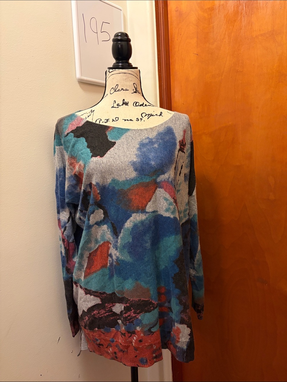 SHAN Multicolor Abstract Knit Pullover - Blue, Teal & Coral no size tag availab!